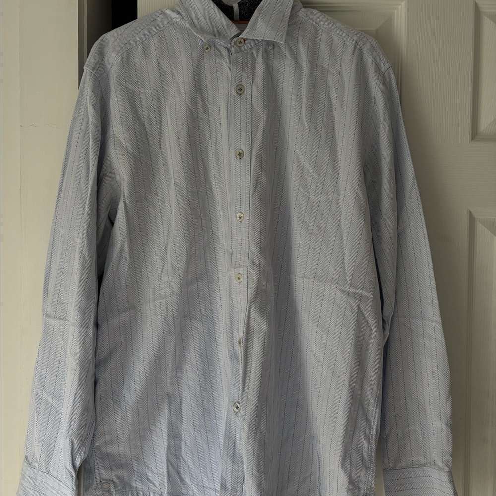 Tommy Bahama Light Blue Pinstripe Button Down Shirt